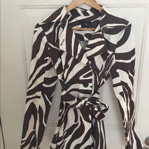 Zebra print trench coat